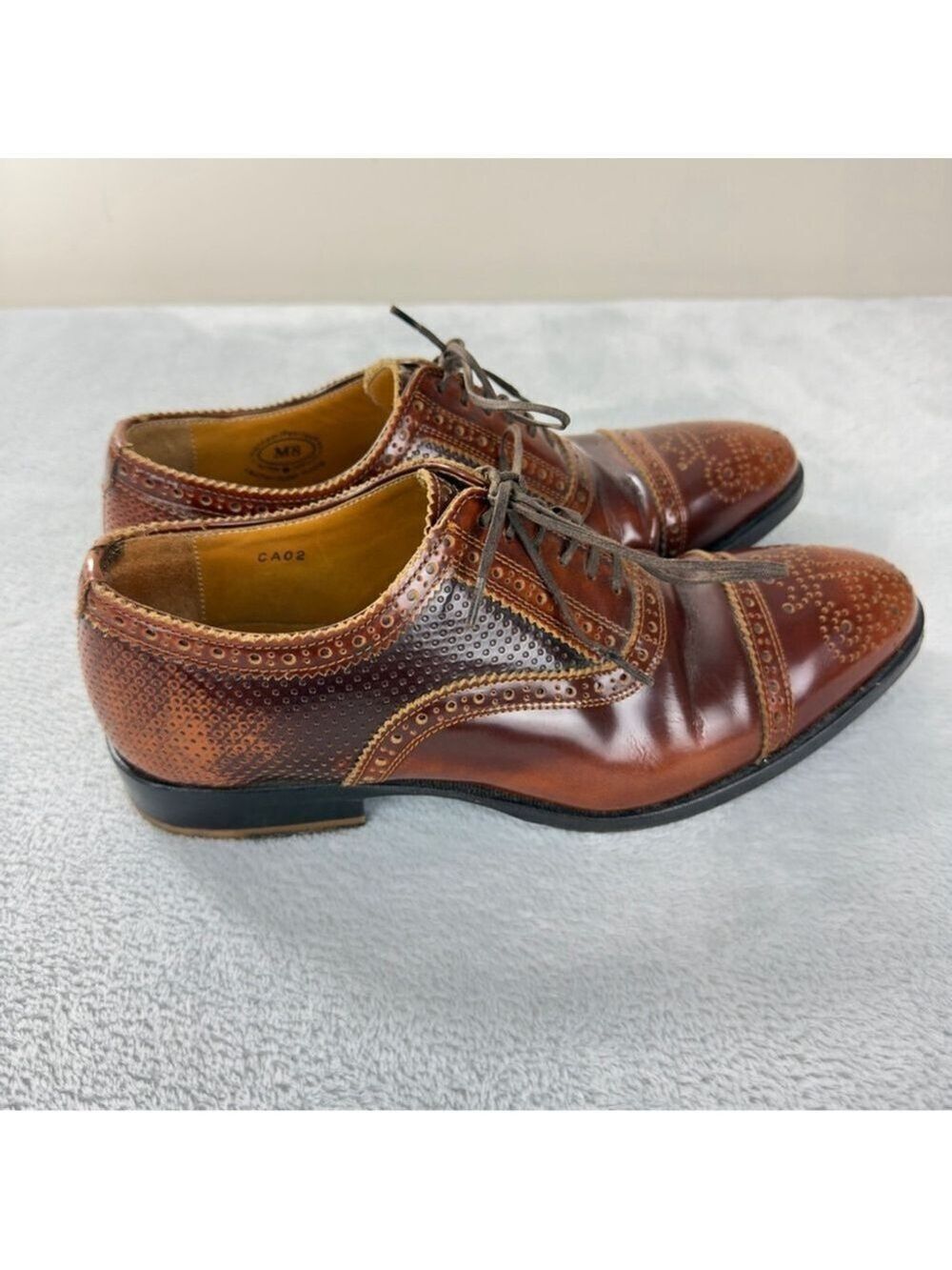 John Fluevog Men's Sz 8 US The Gateways Brandenburg Oxford brogue shoes brown - Picture 4 of 13